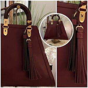 TORY BURCH Resort 2018 Collection, Top Handle Satchel in Rich Merlot, Like New